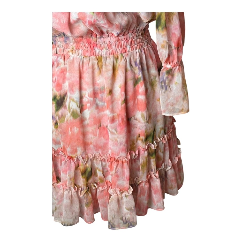 MISA Los Angeles Dress Women XS Pink Taza Floral Danae Mini Off Shoulder Boho - Picture 8 of 12